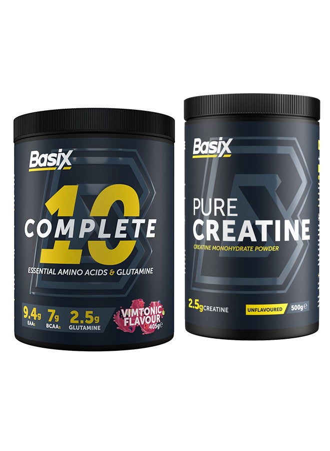 Basix Exclusive Bunde Offer - Complete 10 Vimtonic 405G and Pure Creatine Unflavored 500 Gm - Image 1